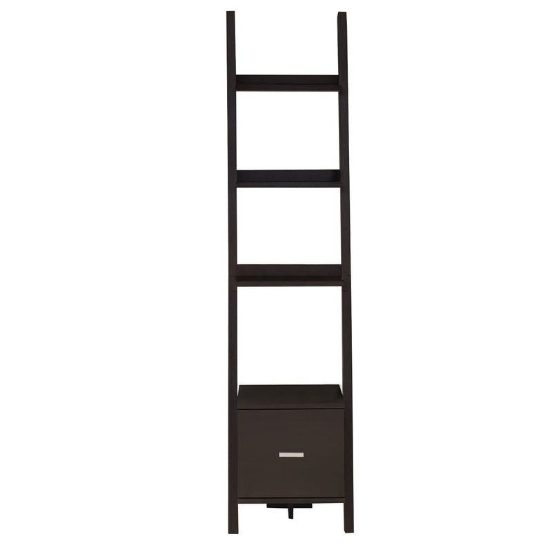 Bookshelves Modern Bookshelf - 69" Particle Board Ladder Bookcase with a Storage Drawer HomeRoots