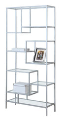 Bookshelves Modern Bookshelf - 72" Metal and Tempered Glass Bookcase HomeRoots