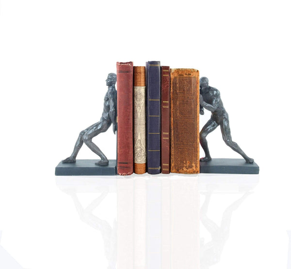 Bookshelves Rustic Bookshelf - 4.5" x 6" x 10.5" Gymnastic Man Bookend Set of 2 HomeRoots