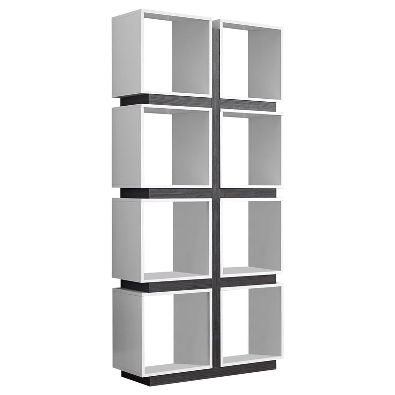 Bookshelves White Bookshelf - 12" x 33'.5" x 71'.25" White, Grey, Particle Board, Hollow-Core - Bookcase With A Hollow Core HomeRoots