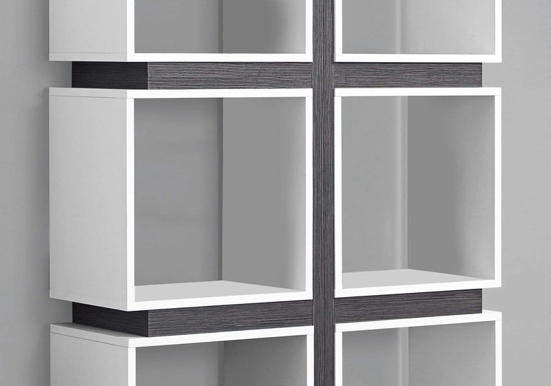 Bookshelves White Bookshelf - 12" x 33'.5" x 71'.25" White, Grey, Particle Board, Hollow-Core - Bookcase With A Hollow Core HomeRoots
