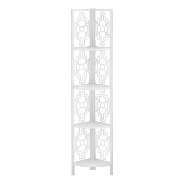 Bookshelves White Bookshelf - 15'.5" X 11" X 61'.5" White Metal Corner Etagere Bookcase HomeRoots