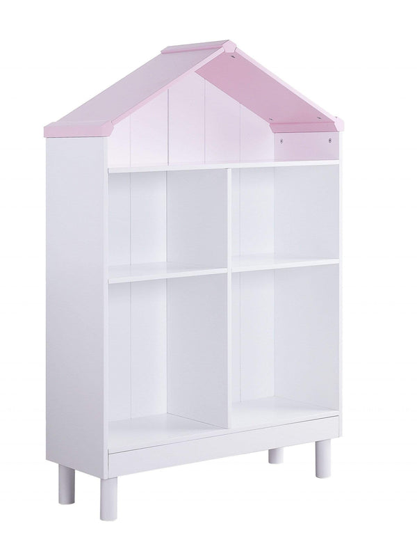 Bookshelves Wooden Bookshelf - 13" X 35" X 56" White Pink Wood Bookcase HomeRoots
