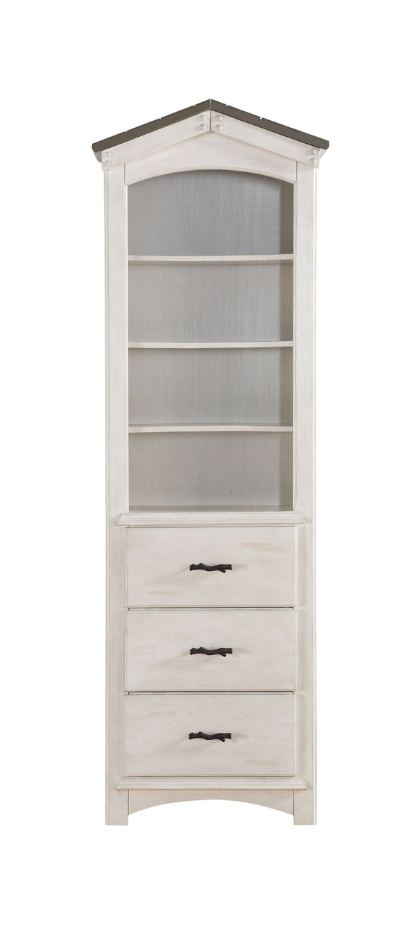 Bookshelves Wooden Bookshelf - 14" X 24" X 78" Weathered White Washed Gray Wood Bookcase HomeRoots