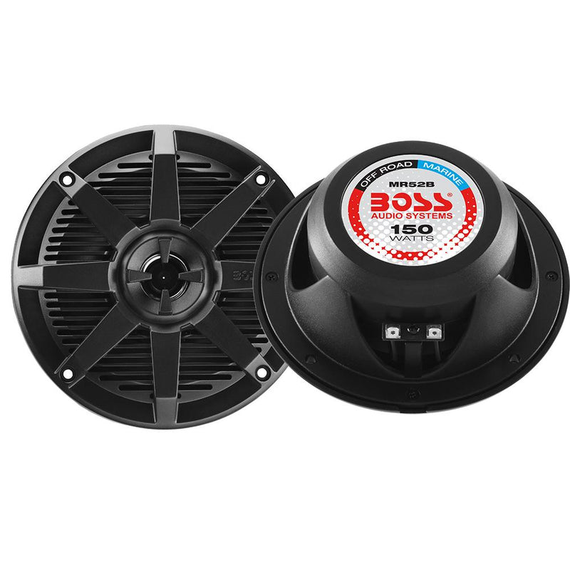 Boss Audio MR52B 5.25" 2-Way 150W Marine Full Range Speaker - Black - Pair [MR52B]-Speakers-JadeMoghul Inc.