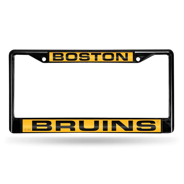 Mercedes License Plate Frame Boston Bruins Black Laser Chrome Frame