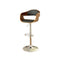 Boxil Contemporary Bar Chair With & Bent Wood-Armchairs and Accent Chairs-Dark Oak, Black-Chrome Leatherette Wood Veneer & Others-JadeMoghul Inc.