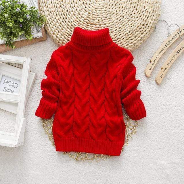 Boy Sweater Soft Unisex Kids Cable Knit Turtleneck Sweater AExp