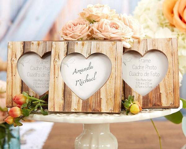 Boy Wedding / Ring bearer Rustic Romance Faux-Wood Heart Place Card Holder/Photo Frame Kate Aspen