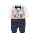 Boys 100% Cotton Tie Gentleman Suit Bow Leisure Body Suit-as pic show 3-3M-JadeMoghul Inc.