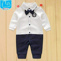 Boys 100% Cotton Tie Gentleman Suit Bow Leisure Body Suit-as pic show-3M-JadeMoghul Inc.