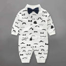 Boys 100% Cotton Tie Gentleman Suit Bow Leisure Body Suit-as pic show 4-3M-JadeMoghul Inc.