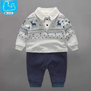 Boys 100% Cotton Tie Gentleman Suit Bow Leisure Body Suit-as pic show 5-3M-JadeMoghul Inc.