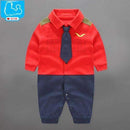 Boys 100% Cotton Tie Gentleman Suit Bow Leisure Body Suit-as pic show 7-3M-JadeMoghul Inc.