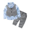 Boys 3 Pcs Formal Shirt , Pants And Vest Set With Bow Tie-Blue-3M-JadeMoghul Inc.