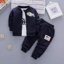 Boys 3 Pcs Warm Fleece Shirt , Pants And Jacket Set-blue-7-9 months-JadeMoghul Inc.