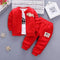 Boys 3 Pcs Warm Fleece Shirt , Pants And Jacket Set-red-7-9 months-JadeMoghul Inc.