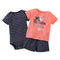 Boys 3 Piece Bodysuit Tshirt and Shorts Set-Army Green-9M-JadeMoghul Inc.