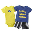 Boys 3 Piece Bodysuit Tshirt and Shorts Set-Gold-9M-JadeMoghul Inc.