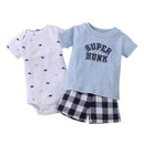 Boys 3 Piece Bodysuit Tshirt and Shorts Set-Khaki-9M-JadeMoghul Inc.