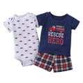 Boys 3 Piece Bodysuit Tshirt and Shorts Set-Lavender-9M-JadeMoghul Inc.