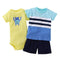 Boys 3 Piece Bodysuit Tshirt and Shorts Set-Orange-9M-JadeMoghul Inc.