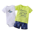 Boys 3 Piece Bodysuit Tshirt and Shorts Set-Red-9M-JadeMoghul Inc.