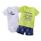 Boys 3 Piece Bodysuit Tshirt and Shorts Set-Red-9M-JadeMoghul Inc.