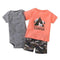 Boys 3 Piece Bodysuit Tshirt and Shorts Set-Silver-9M-JadeMoghul Inc.