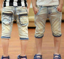 Boys Casual Denim Shorts With Embroidered / Printed Designs-3016 jean-4T-JadeMoghul Inc.