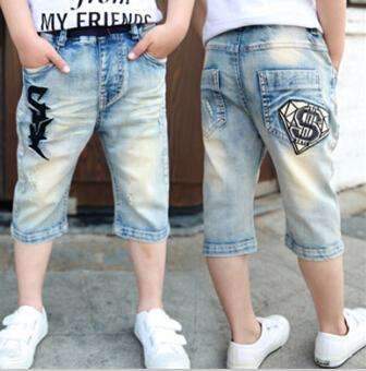 Boys Casual Denim Shorts With Embroidered / Printed Designs-3018 jean-4T-JadeMoghul Inc.