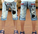 Boys Casual Denim Shorts With Embroidered / Printed Designs-3025 jean-4T-JadeMoghul Inc.