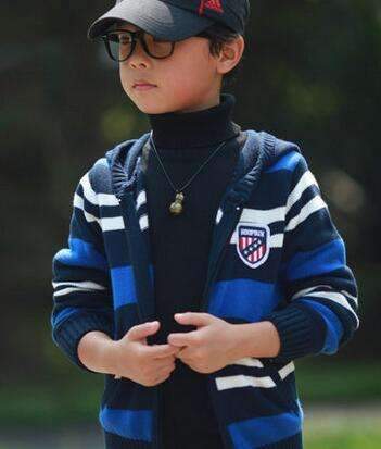 Boys Casual Winter Cable Knit Sweater Jacket-blue with hood-4T-JadeMoghul Inc.