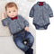 Boys Cute Bow ties Romper And Denim Jeans Set-Dark Grey-3M-JadeMoghul Inc.