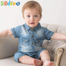 Boys Denim Button Down Romper-Blue-6M-JadeMoghul Inc.