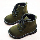 Boys Faux Suede Lace Up Boots-Army Green-5.5-JadeMoghul Inc.