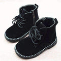 Boys Faux Suede Lace Up Boots-Black-5.5-JadeMoghul Inc.