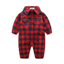 Boys Flannel Plaid Print Full Sleeves Romper-rr-3M-JadeMoghul Inc.