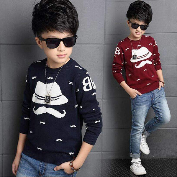 Boys Full Sleeves Printed Sweater-Red-3T-JadeMoghul Inc.