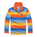 Boys Full Sleeves Striped Polo Shirts-Multi 4-10-JadeMoghul Inc.