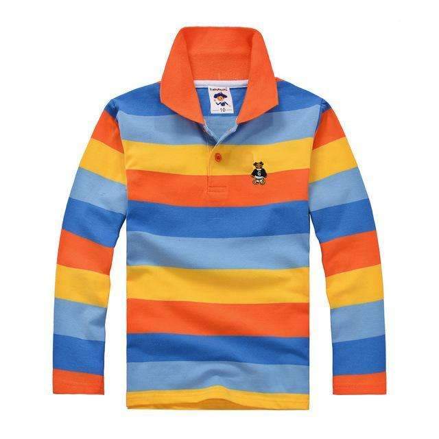 Boys Full Sleeves Striped Polo Shirts-Multi 4-10-JadeMoghul Inc.