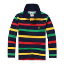 Boys Full Sleeves Striped Polo Shirts-Multi 5-10-JadeMoghul Inc.