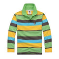 Boys Full Sleeves Striped Polo Shirts-Multi 8-10-JadeMoghul Inc.