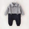 Boys Full Sleeves Warm winter Fleece Bow Tie Design Romper-Grey-10-12 months-JadeMoghul Inc.