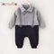 Boys Full Sleeves Warm winter Fleece Bow Tie Design Romper-Grey-10-12 months-JadeMoghul Inc.