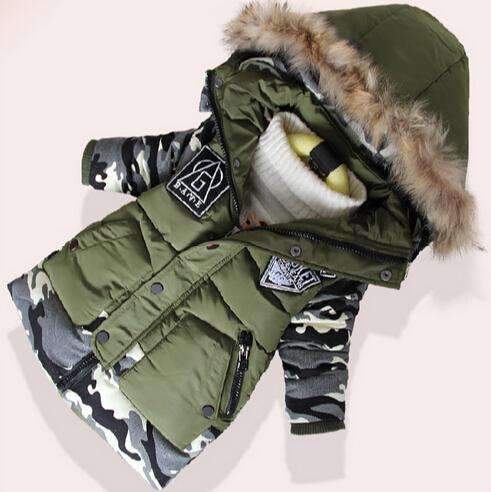 Boys Fur trimmed Hooded Parka Winter Jacket-army green-4-JadeMoghul Inc.