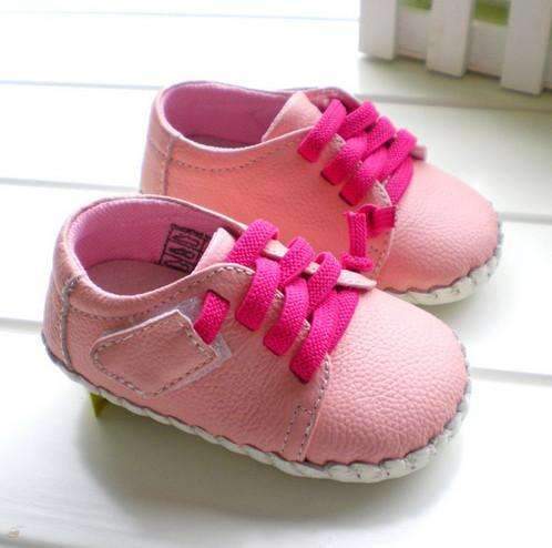 Boys Genuine Leather Lace Up Soft Shoes-pink-1.5-JadeMoghul Inc.