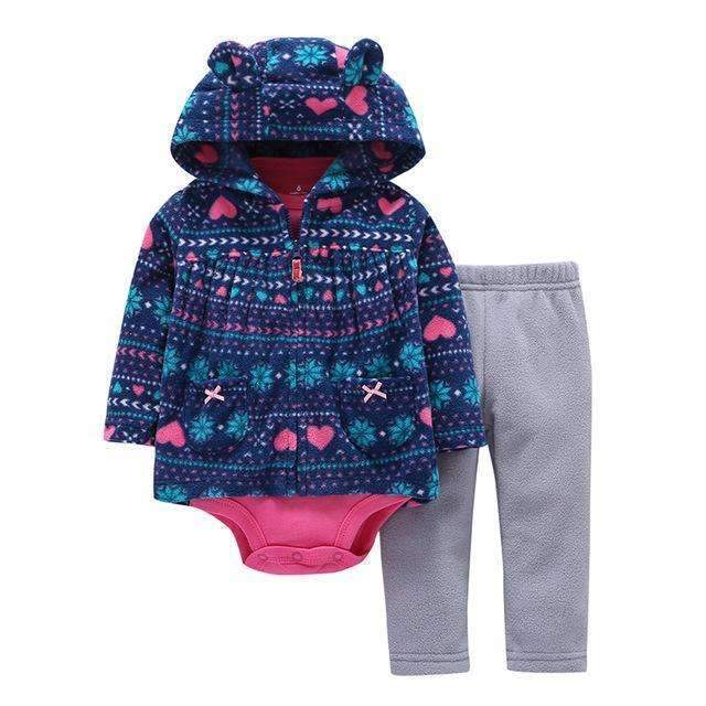 Boys / Girls 3 3 Piece Body Suit /Legging And Hoodie Set-Purple-9M-JadeMoghul Inc.