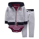 Boys / Girls 3 3 Piece Body Suit /Legging And Hoodie Set-Silver-9M-JadeMoghul Inc.