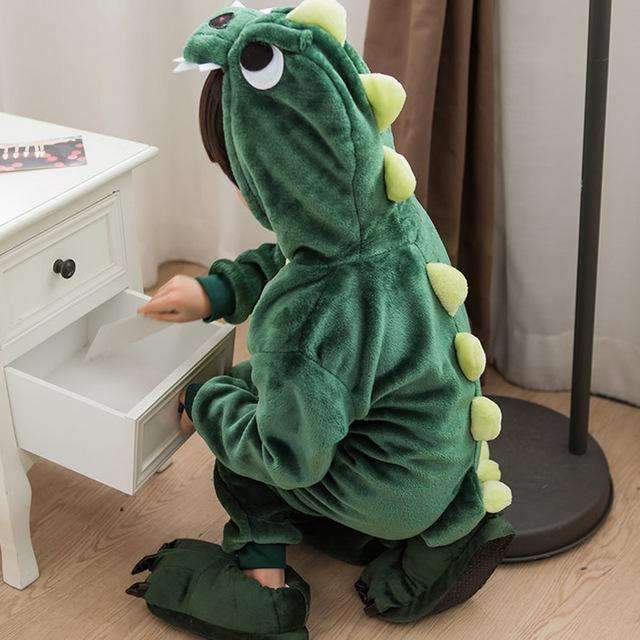 Boys /Girls Plush Animal Onesie-Green Dinosaur-8-JadeMoghul Inc.